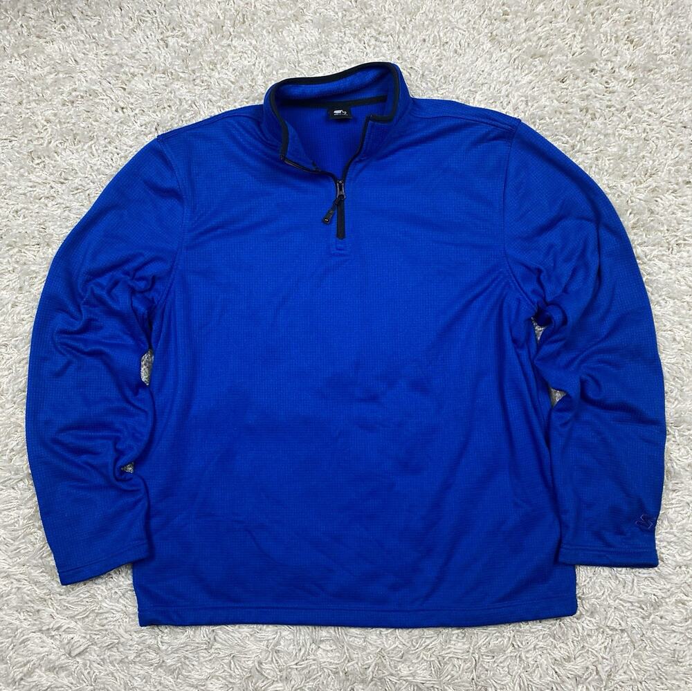 Starter Men's L Blue Quarter Zip Pullover 1/4 Zip Textured Athletic Fleece